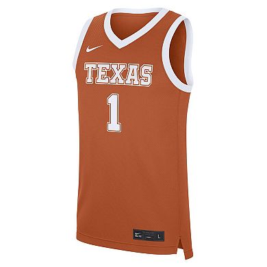 Men's Nike #1 Texas Orange Texas Longhorns Road Replica Jersey