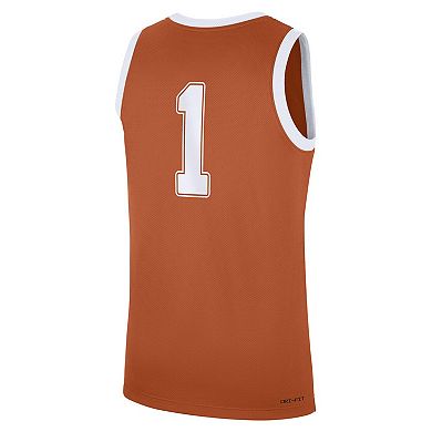Men's Nike #1 Texas Orange Texas Longhorns Road Replica Jersey