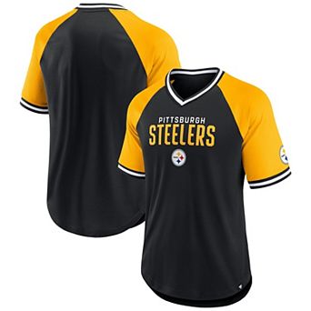 Men's Fanatics Black/Gold Pittsburgh Steelers Hashmark Raglan T-Shirt