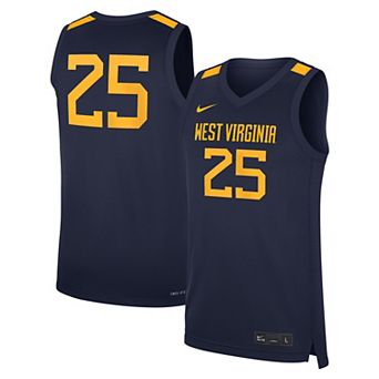 Men's Nike #25 Navy West Virginia Mountaineers Road Replica Basketball Jersey