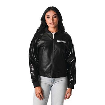 Women's The Wild Collective Black Tampa Bay Buccaneers Sequin Full-Zip Jacket