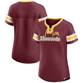 Women's Fanatics Maroon Minnesota Golden Gophers Iconic Athena Lace-Up T-Shirt