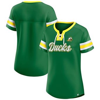 Women's Fanatics Green Oregon Ducks Iconic Athena Lace-Up T-Shirt
