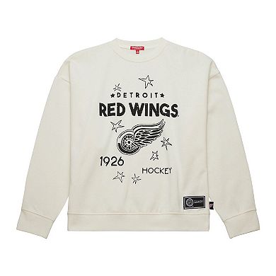 Women's Mitchell & Ness Cream Detroit Red Wings Logo 3.0 Pullover Sweatshirt