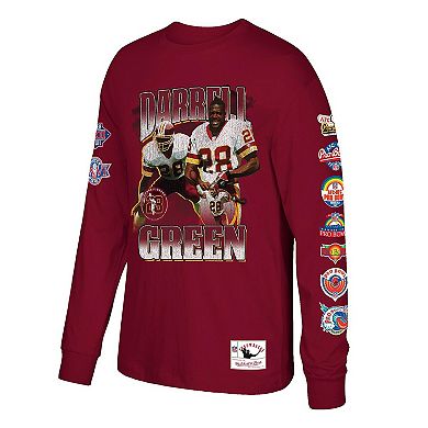 Men's Mitchell & Ness Darrell Green Burgundy Washington Commanders Player Graphic Long Sleeve T-Shirt