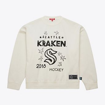 Women's Mitchell & Ness Cream Seattle Kraken Logo 3.0 Pullover Sweatshirt