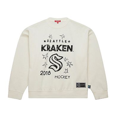 Women's Mitchell & Ness Cream Seattle Kraken Logo 3.0 Pullover Sweatshirt