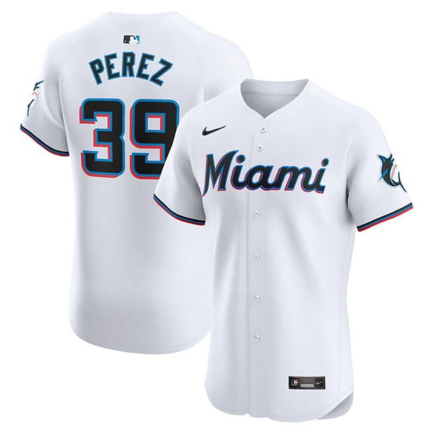 Men s Nike Eury Perez White Miami Marlins Home Elite Player Jersey