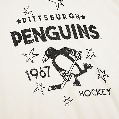 Women's Mitchell & Ness Cream Pittsburgh Penguins Logo 3.0 Pullover Sweatshirt