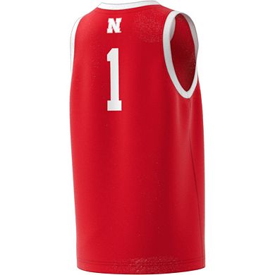 Youth adidas #1 Scarlet Nebraska Huskers Swingman Jersey