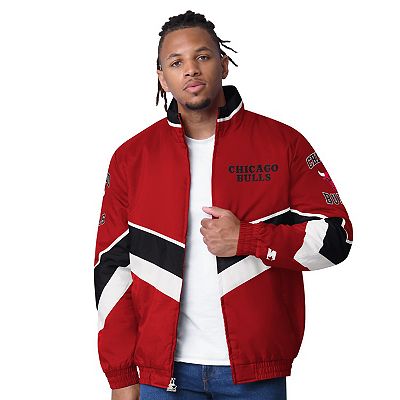 Men s Starter Red Chicago Bulls Captain Oxford Full Zip Jacket