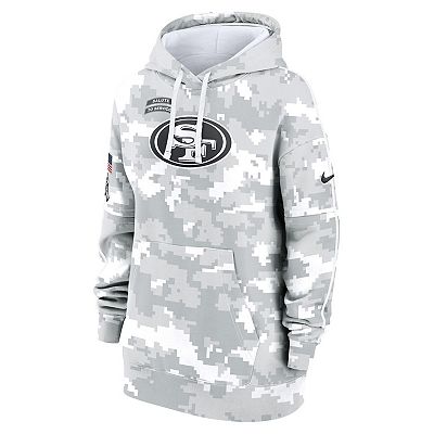 Women s Nike Arctic Camo San Francisco 49ers 2024 Salute To Service Club Fleece Oversized Pullover Hoodie