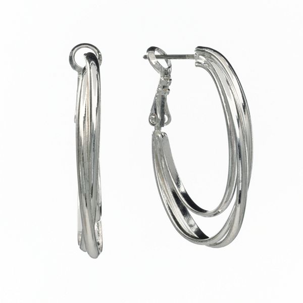 Croft & Barrow® Silver-Tone Oval Hoop Earrings