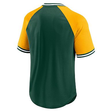 Men's Fanatics Green/Gold Green Bay Packers Hashmark Raglan��T-Shirt