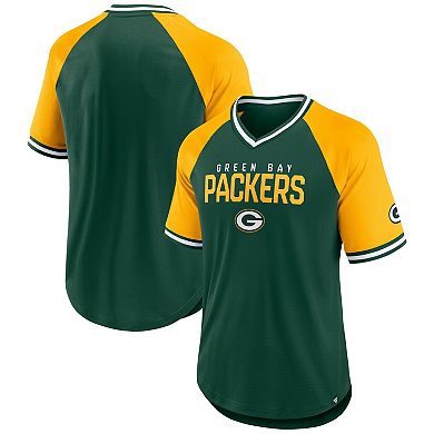 Men's Fanatics Green/Gold Green Bay Packers Hashmark Raglan��T-Shirt