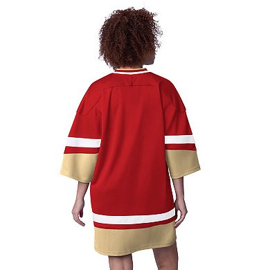 Women's Starter Scarlet San Francisco 49ers Slap Shot 3/4 Sleeve Sneaker Dress