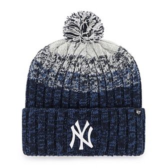 Men's '47 Navy New York Yankees Cascade Cuffed Knit Hat with Pom