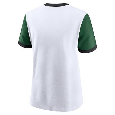 Women's Nike White/Green New York Jets Rewind Ringer T-Shirt