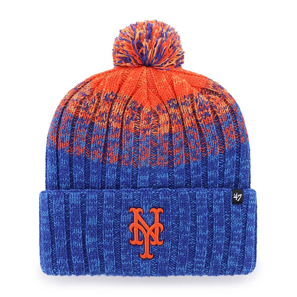 Men s 47 Royal New York Mets Cascade Cuffed Knit Hat with Pom