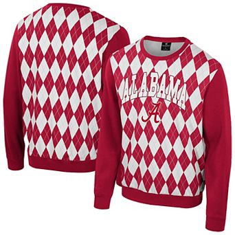 Men's Colosseum Crimson Alabama Crimson Tide The Dealio Argyle Pullover Sweatshirt