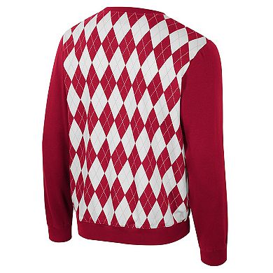 Men's Colosseum Crimson Alabama Crimson Tide The Dealio Argyle Pullover Sweatshirt