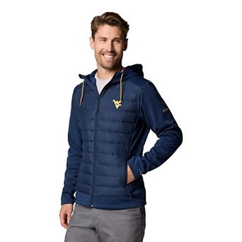 Men's Columbia Navy West Virginia Mountaineers Out-Shield Hybrid Full-Zip Hoodie Jacket