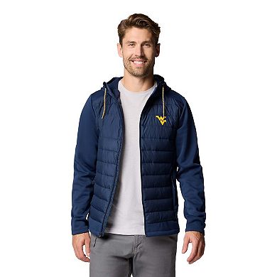 Men's Columbia Navy West Virginia Mountaineers Out-Shield Hybrid Full-Zip Hoodie Jacket