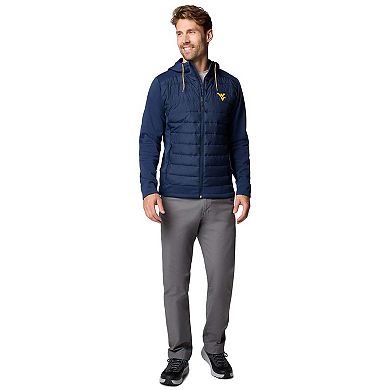 Men's Columbia Navy West Virginia Mountaineers Out-Shield Hybrid Full-Zip Hoodie Jacket