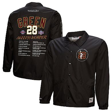 Men's Mitchell & Ness Darrell Green Black Washington Commanders Coaches Button-Up Jacket