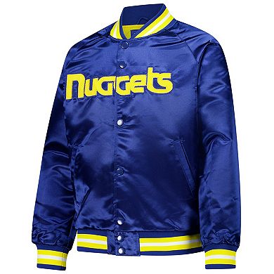 Youth Mitchell & Ness Royal Denver Nuggets Hardwood Classics Satin Raglan Full-Snap Jacket