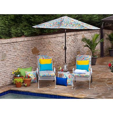 Pillow Perfect Paisley Indoor/Outdoor Tufted Wicker Loveseat Cushion With Ties - Amalia