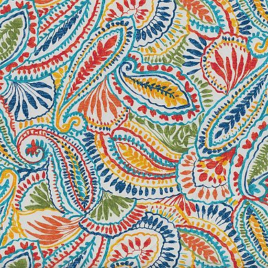 Pillow Perfect Paisley Indoor/Outdoor Tufted Wicker Loveseat Cushion With Ties - Amalia