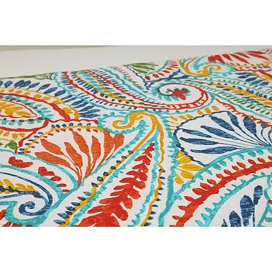 Pillow Perfect Paisley Indoor/Outdoor Tufted Wicker Loveseat Cushion With Ties - Amalia