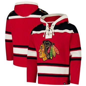 Men's '47 Red Chicago Blackhawks Superior Lacer Pullover Hoodie