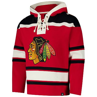 Men's '47 Red Chicago Blackhawks Superior Lacer Pullover Hoodie