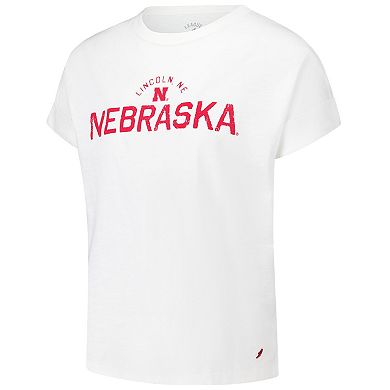 Women's League Collegiate Wear White Nebraska Huskers Slub Rolled Cuff T-Shirt