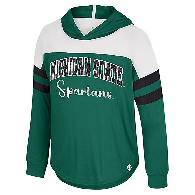 Girls Youth Colosseum Green Michigan State Spartans Reflection Hoodie Long Sleeve T-Shirt