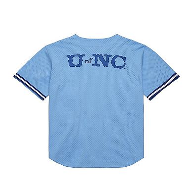 Men's Mitchell & Ness Carolina Blue North Carolina Tar Heels Game Time Vintage Mesh Button Front Top