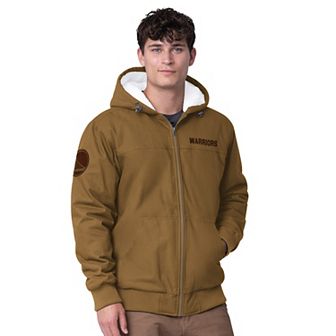 Men's G-III Sports by Carl Banks Tan Golden State Warriors Build Up Heavy Duck Canvas Full-Zip Hoodie