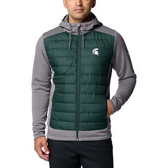 Men's Columbia Green/Gray Michigan State Spartans Out-Shield Hybrid Full-Zip Hoodie Jacket