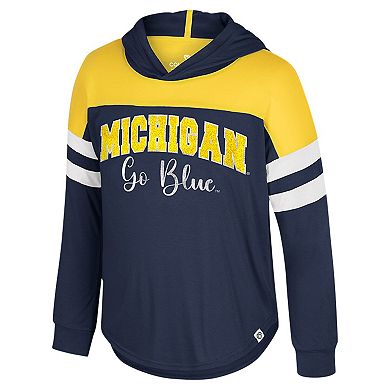 Girls Youth Colosseum Navy Michigan Wolverines Reflection Hoodie Long Sleeve T-Shirt