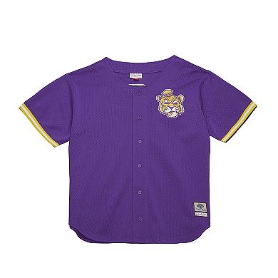 Men's Mitchell & Ness Purple LSU Tigers Game Time Vintage Mesh Button Front Top