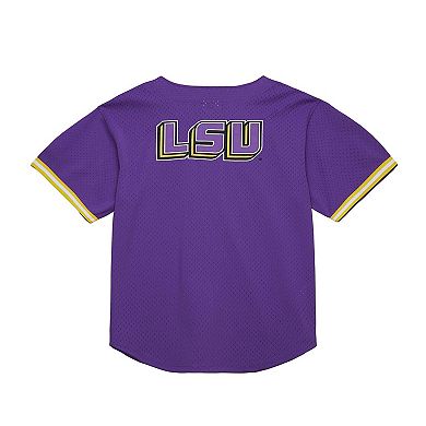 Men's Mitchell & Ness Purple LSU Tigers Game Time Vintage Mesh Button Front Top