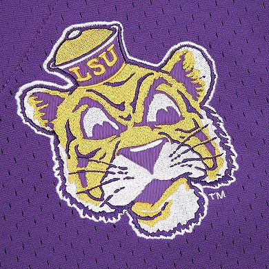 Men's Mitchell & Ness Purple LSU Tigers Game Time Vintage Mesh Button Front Top