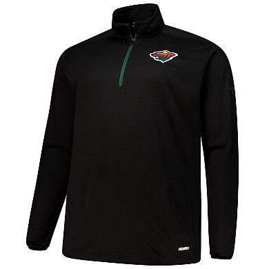 Men's Fanatics Black Minnesota Wild Big & Tall Authentic Pro Quarter-Zip Pullover