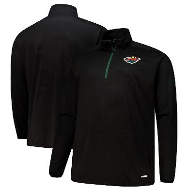 Men's Fanatics Black Minnesota Wild Big & Tall Authentic Pro Quarter-Zip Pullover