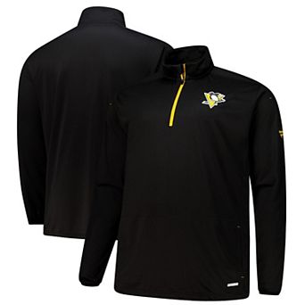 Men's Fanatics Black Pittsburgh Penguins Big & Tall Authentic Pro Quarter-Zip Pullover
