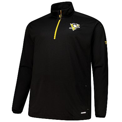 Men's Fanatics Black Pittsburgh Penguins Big & Tall Authentic Pro Quarter-Zip Pullover