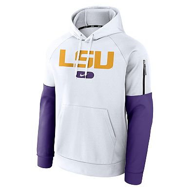 Men's Nike White LSU Tigers Fitness Raglan Performance Pullover Hoodie