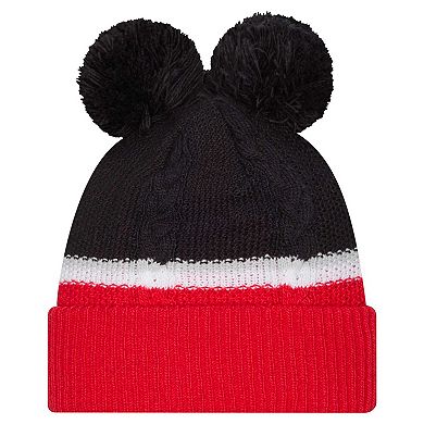 Women's New Era Navy Houston Texans Double Bubble Cuffed Knit Hat with Poms